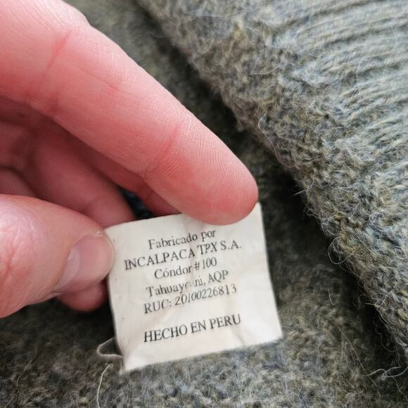 TUMI Green Alpaca Blend Knit Sweater Extra Small Cozy Winter Minimalist Casual - Picture 6 of 6